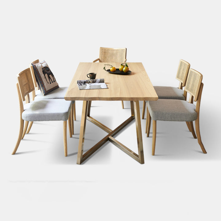 Modern Furniture Set 1/4/7 Pieces Rectangle Table Set with Solid Wood Dining Chairs