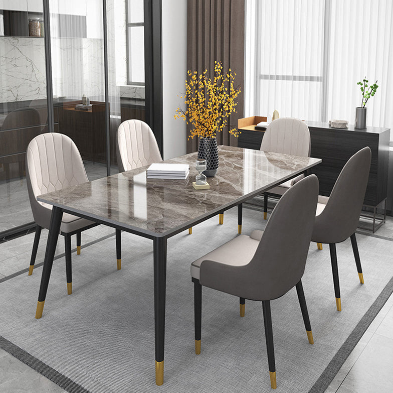 Glam Style Sintered Stone Dining Set Rectangle 1/5/6/7 Pieces Dining Set for Dining Areas