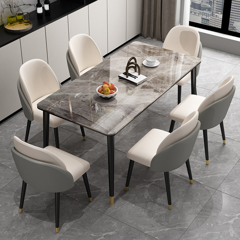 Glam Style Sintered Stone Dining Set Rectangle 1/5/6/7 Pieces Dining Set for Dining Areas