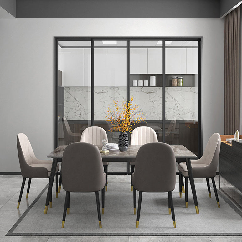 Glam Style Sintered Stone Dining Set Rectangle 1/5/6/7 Pieces Dining Set for Dining Areas