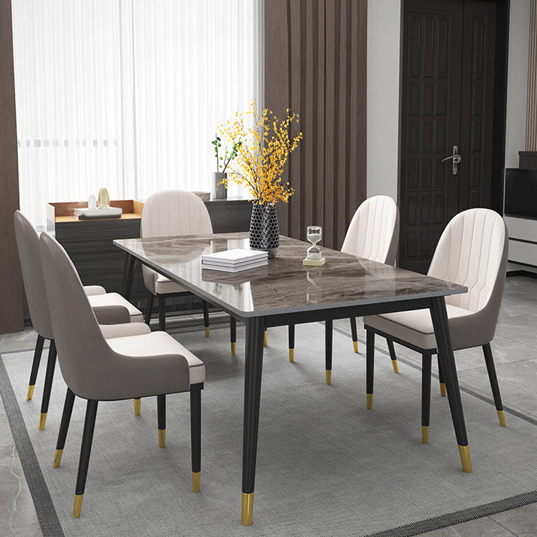 Glam Style Sintered Stone Dining Set Rectangle 1/5/6/7 Pieces Dining Set for Dining Areas