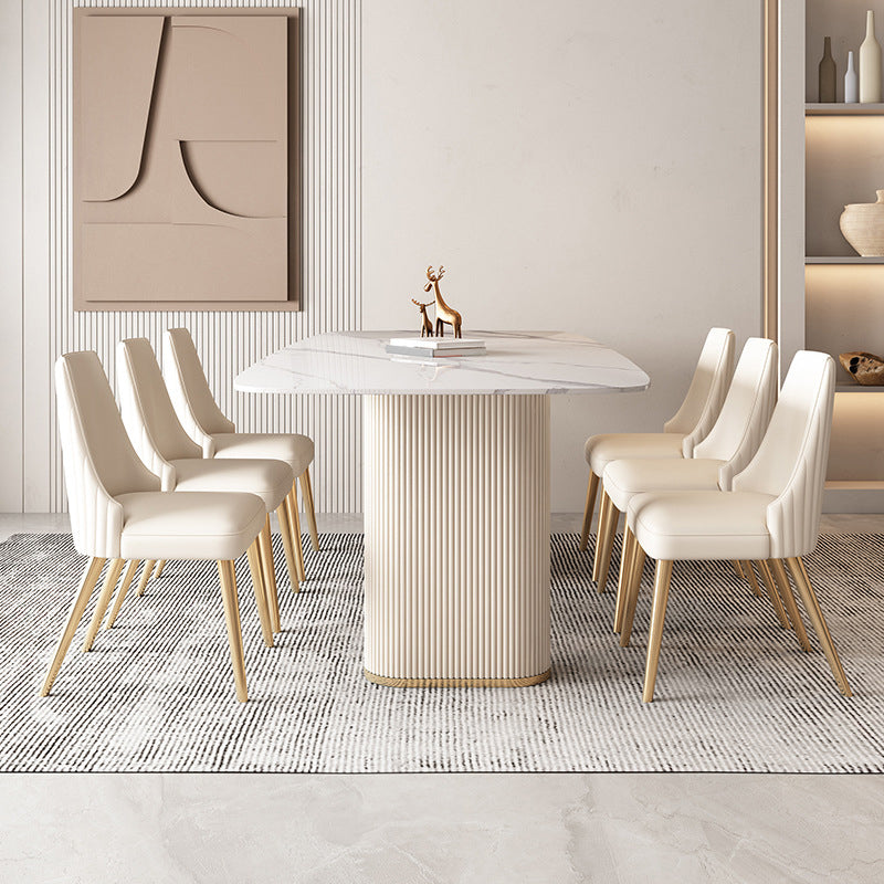 Modern Sintered Stone Dining Set Rectangle 1/4/5/7 Pieces Dining Room Table Set