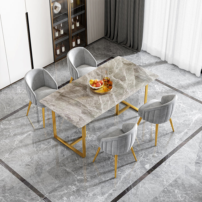 Glam Dining Set 1/4/5 Pcs Rectangle Sintered Stone Top Set with Parsons Chairs