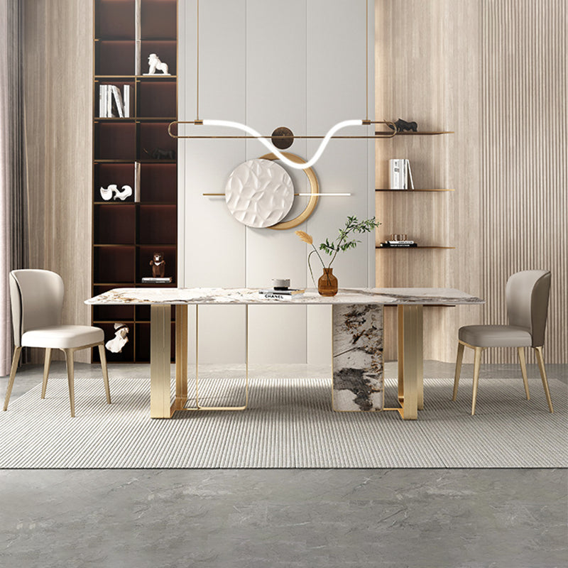 Luxurious Sintered Stone Top Dining Set Rectangle 1/3/4/5/6 Pieces Dining Room Table Set