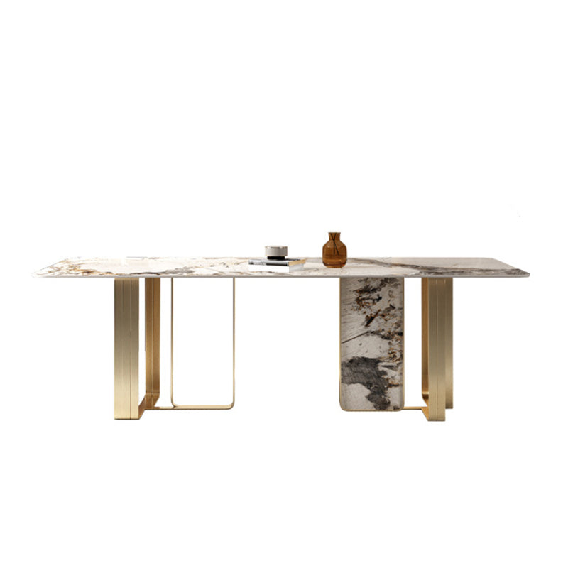 Luxurious Sintered Stone Top Dining Set Rectangle 1/3/4/5/6 Pieces Dining Room Table Set