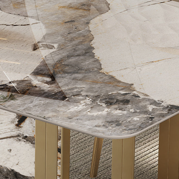 Luxurious Sintered Stone Top Dining Set Rectangle 1/3/4/5/6 Pieces Dining Room Table Set