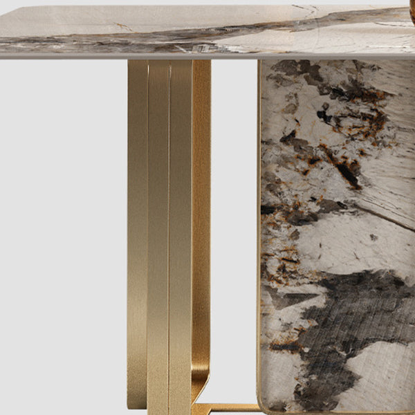 Luxurious Sintered Stone Top Dining Set Rectangle 1/3/4/5/6 Pieces Dining Room Table Set