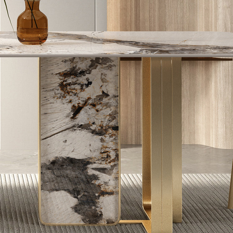 Luxurious Sintered Stone Top Dining Set Rectangle 1/3/4/5/6 Pieces Dining Room Table Set