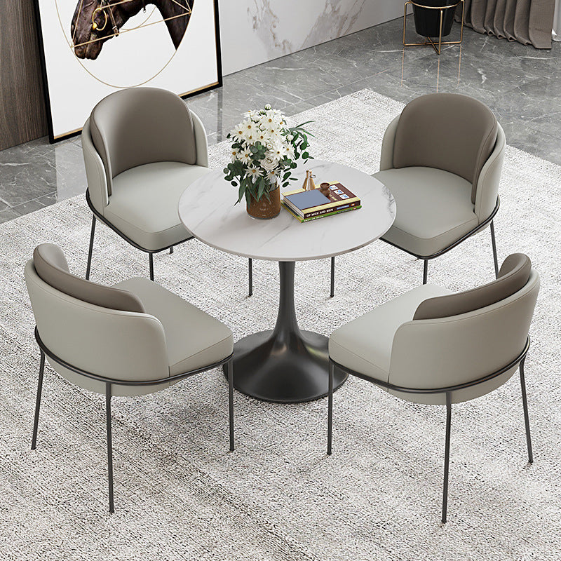 Modern Round Dining Table Set 1/2/3/4/5 Pcs Sintered Stone Dining Table and Chairs