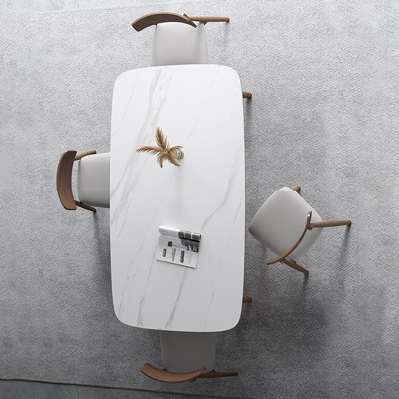 Modern Sintered Stone Top Dining Set Rectangle 1/3/4/5/7 Pieces wooden Table Set