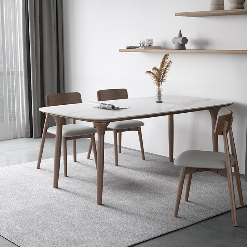 Modern Sintered Stone Top Dining Set Rectangle 1/3/4/5/7 Pieces wooden Table Set