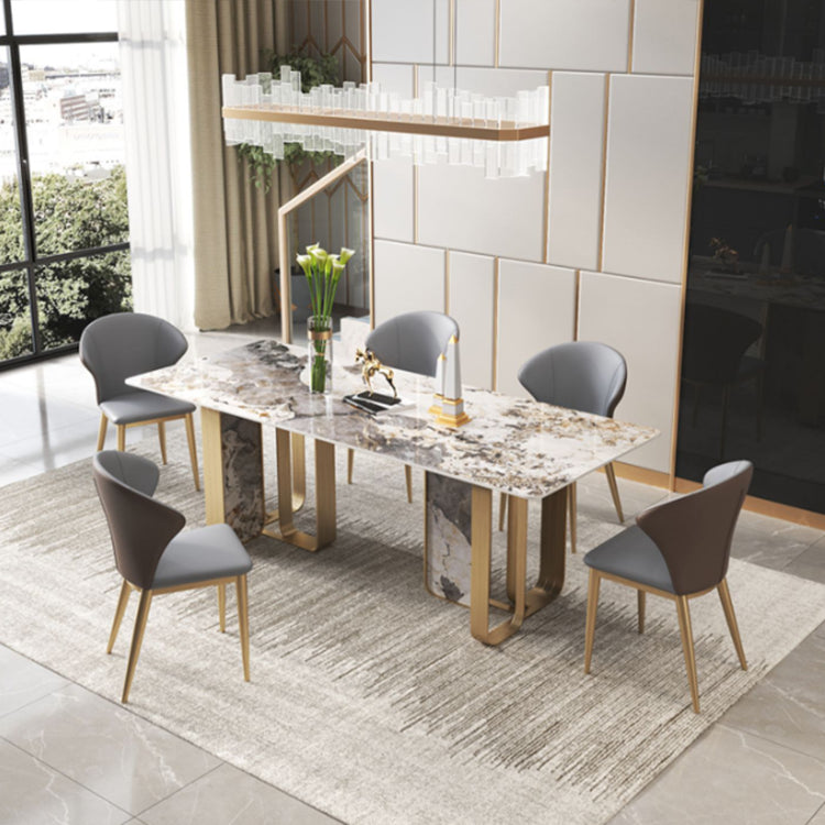 Luxurious Sintered Stone Top Dining Set Rectangle 1/2/3/5/6/7/9 Pieces Dining Table Set