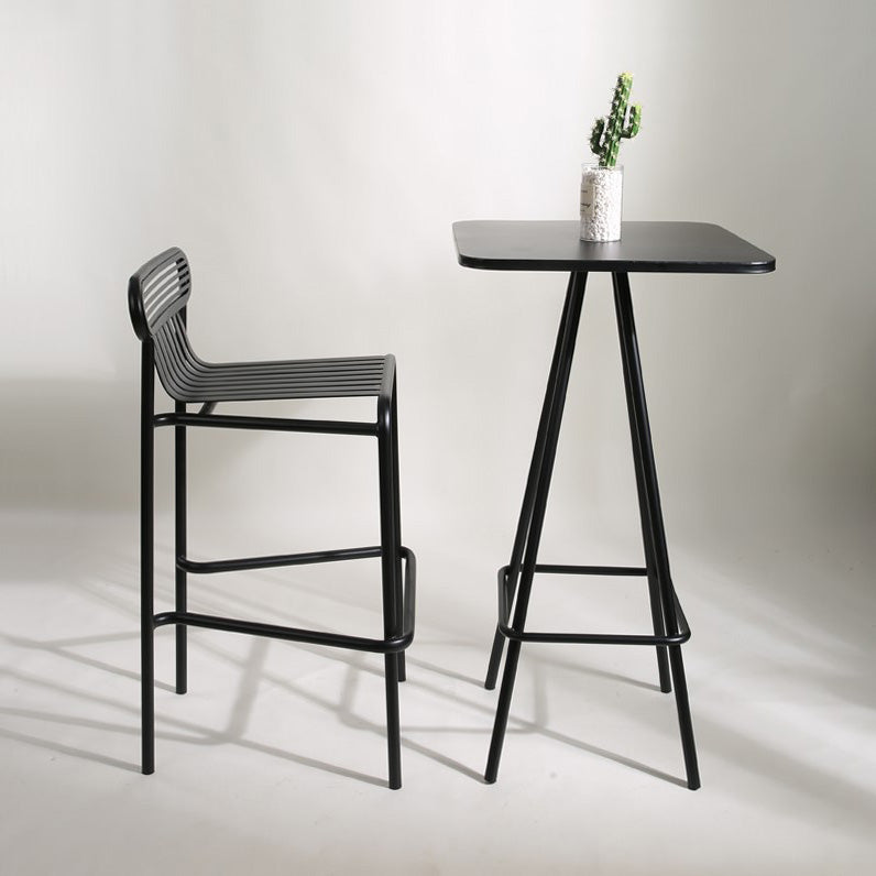 Industrial Square Bar Table Set 1/2 Pieces Counter Table with Iron High Stools