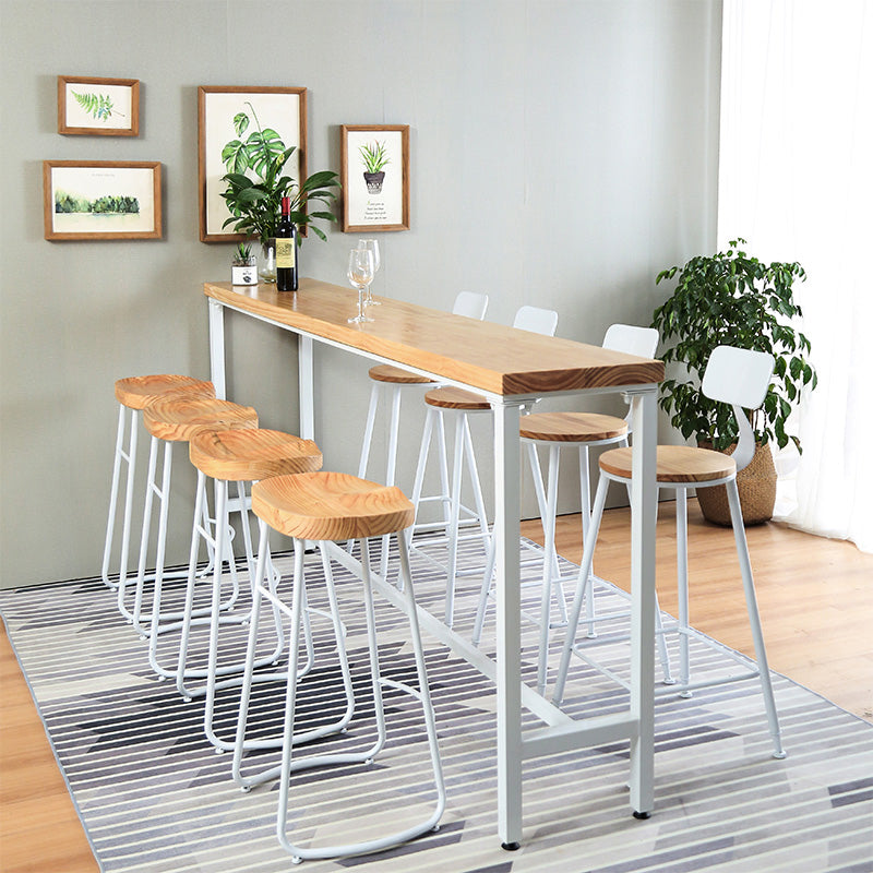 Luxury Rectangle Solid Wood Bar Table Set 1/4 Pieces Counter Table with Black Stools