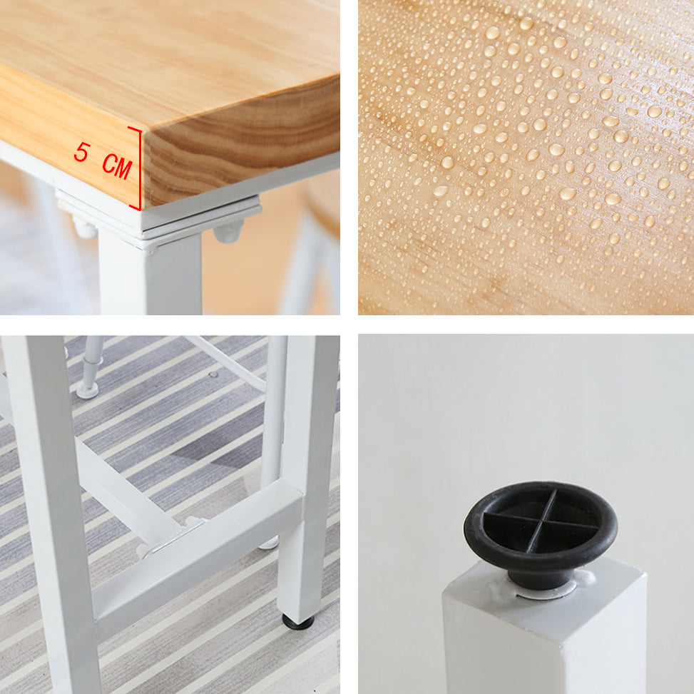 Luxury Rectangle Solid Wood Bar Table Set 1/4 Pieces Counter Table with Black Stools