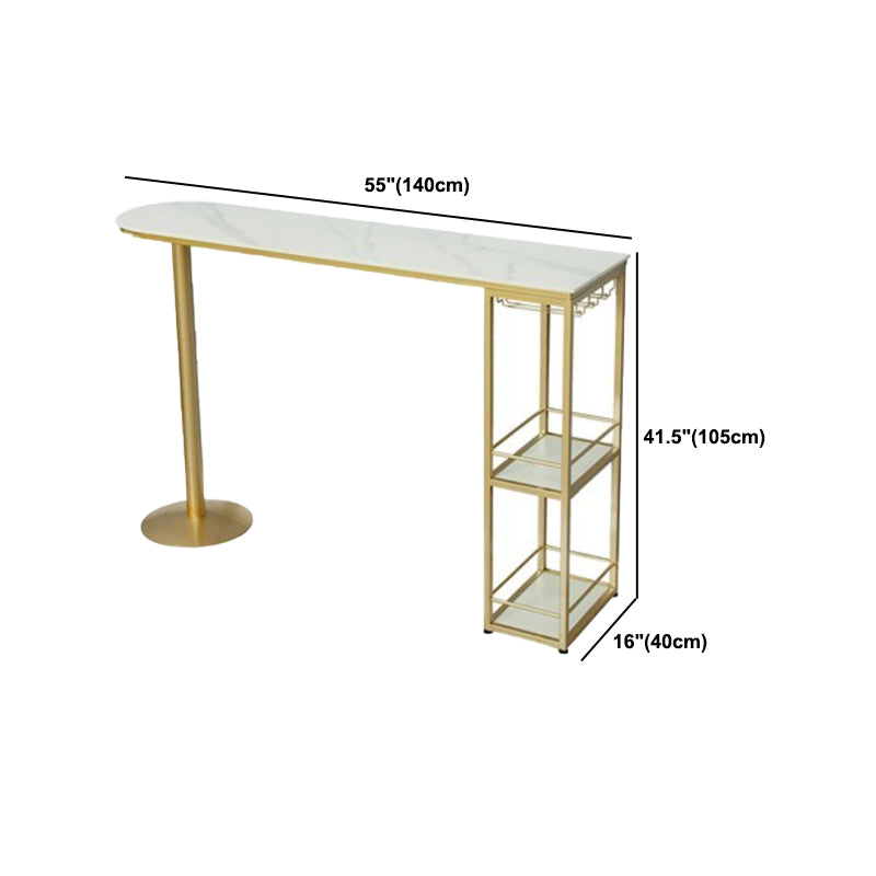 Glam Oval Bar Pub Table Set 1/3 Pieces Stone Top Bar Stool and Table Set