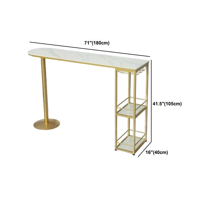 Glam Oval Bar Pub Table Set 1/3 Pieces Stone Top Bar Stool and Table Set