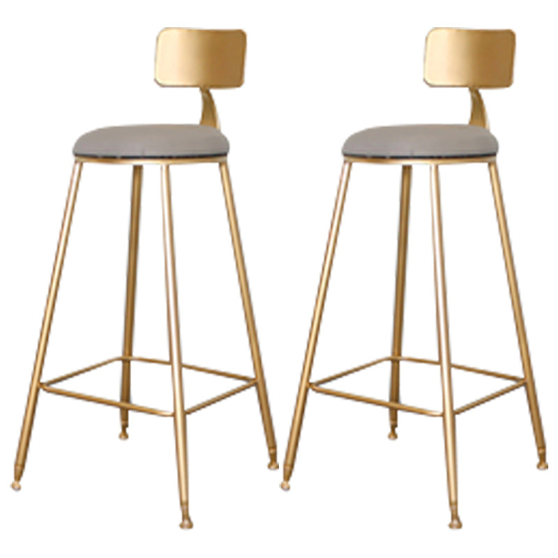 Glam Backrest Armless Counter Stool Iron Dining Room Bar Stool with Cushion and Pedal