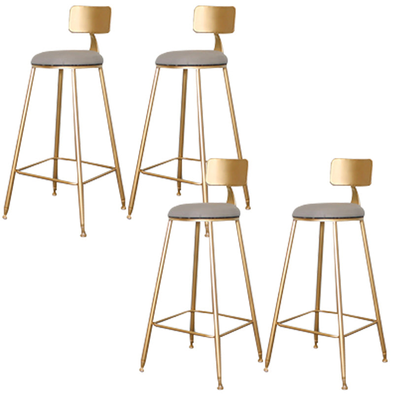 Glam Backrest Armless Counter Stool Iron Dining Room Bar Stool with Cushion and Pedal