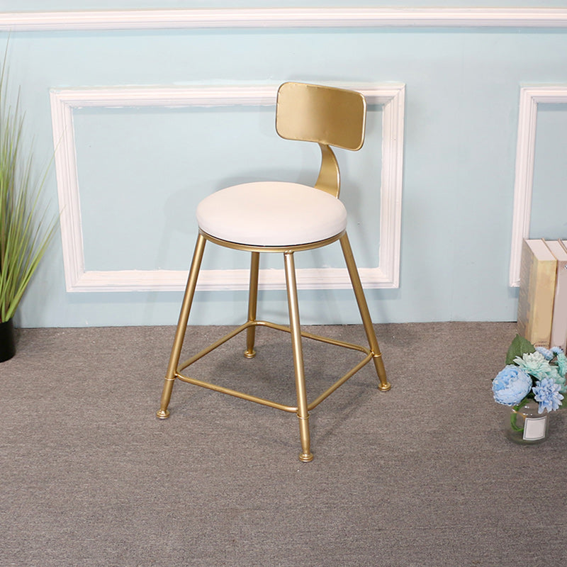 Glam Backrest Armless Counter Stool Iron Dining Room Bar Stool with Cushion and Pedal