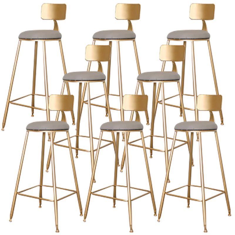 Glam Backrest Armless Counter Stool Iron Dining Room Bar Stool with Cushion and Pedal