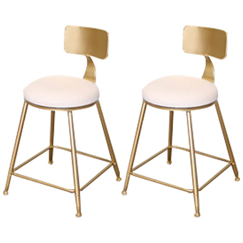 Glam Backrest Armless Counter Stool Iron Dining Room Bar Stool with Cushion and Pedal