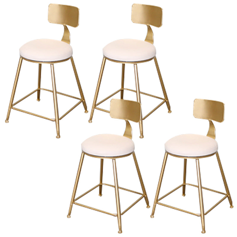 Glam Backrest Armless Counter Stool Iron Dining Room Bar Stool with Cushion and Pedal