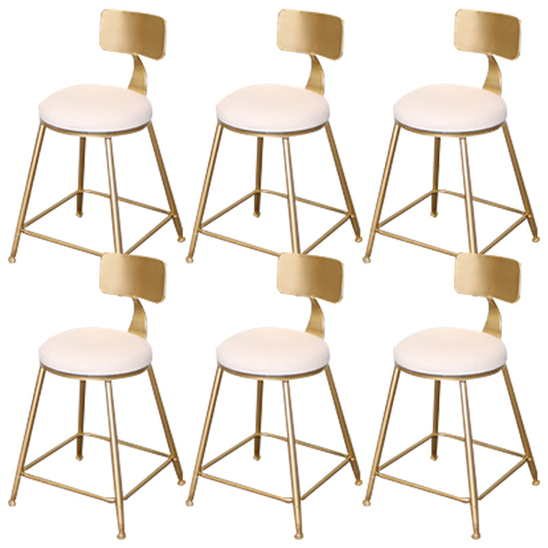 Glam Backrest Armless Counter Stool Iron Dining Room Bar Stool with Cushion and Pedal