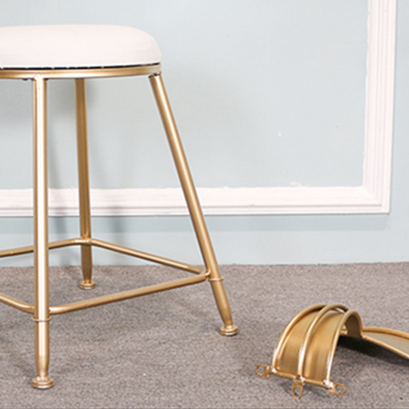 Glam Backrest Armless Counter Stool Iron Dining Room Bar Stool with Cushion and Pedal