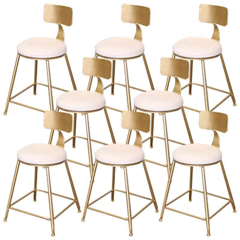 Glam Backrest Armless Counter Stool Iron Dining Room Bar Stool with Cushion and Pedal