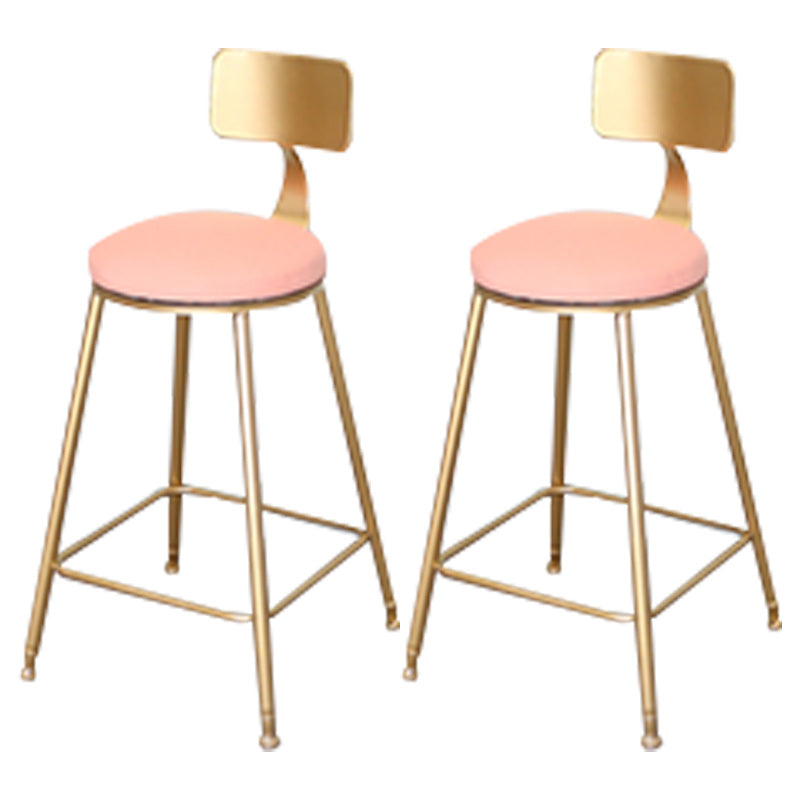 Glam Backrest Armless Counter Stool Iron Dining Room Bar Stool with Cushion and Pedal