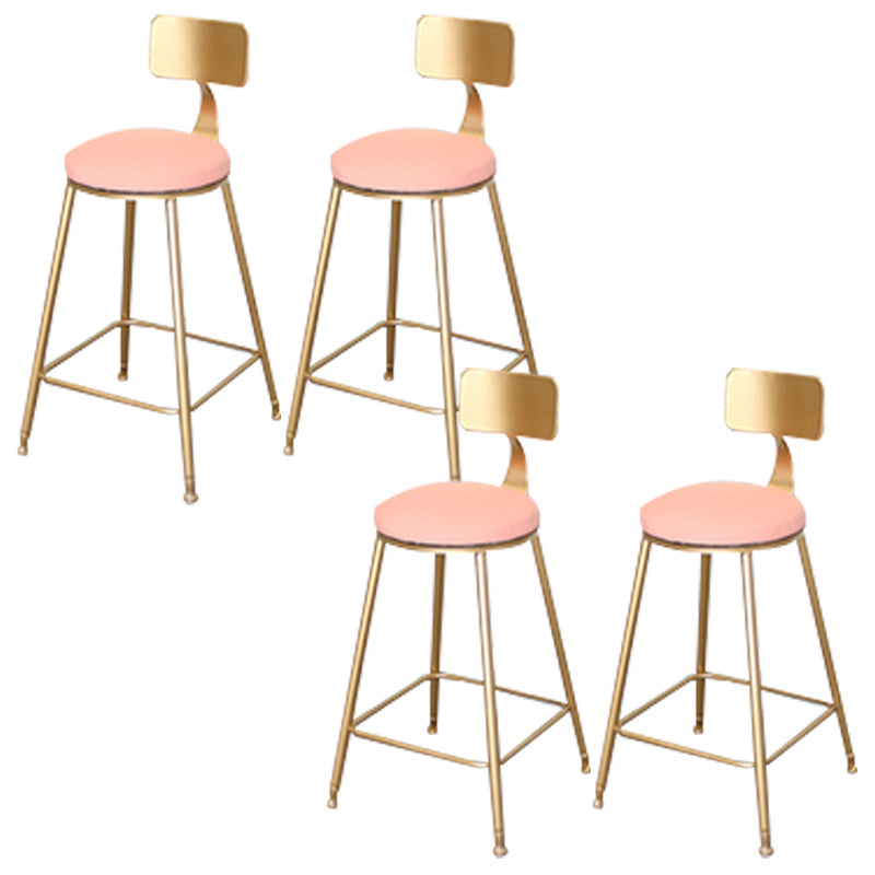 Glam Backrest Armless Counter Stool Iron Dining Room Bar Stool with Cushion and Pedal
