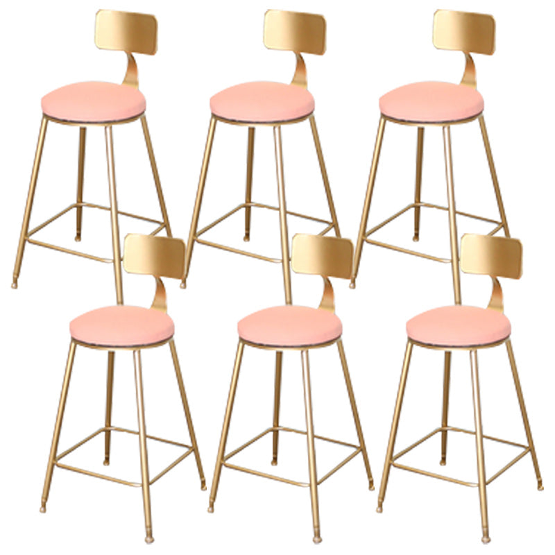 Glam Backrest Armless Counter Stool Iron Dining Room Bar Stool with Cushion and Pedal