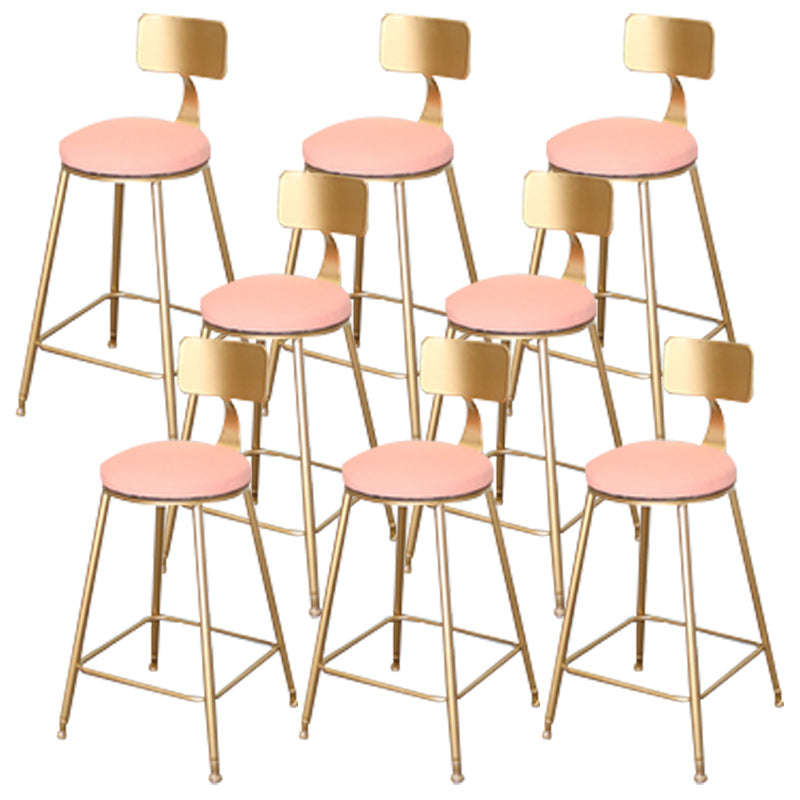 Glam Backrest Armless Counter Stool Iron Dining Room Bar Stool with Cushion and Pedal