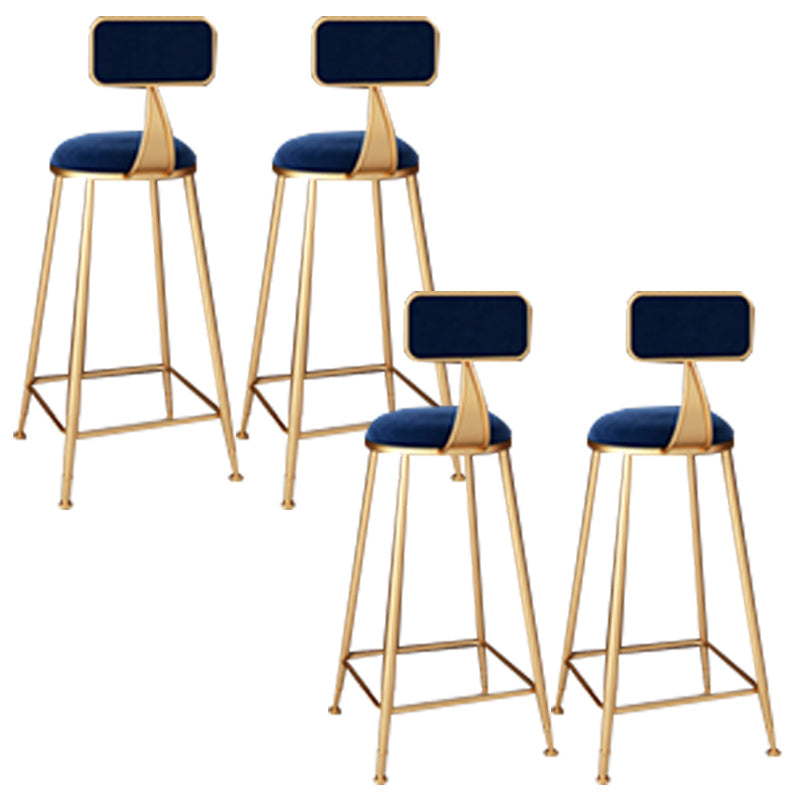 Glam Backrest Armless Counter Stool Iron Dining Room Bar Stool with Cushion and Pedal