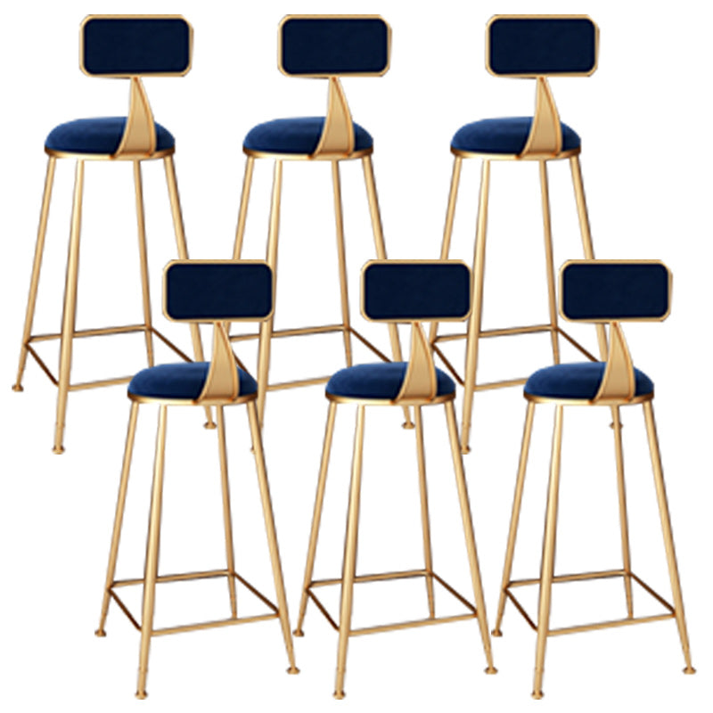 Glam Backrest Armless Counter Stool Iron Dining Room Bar Stool with Cushion and Pedal