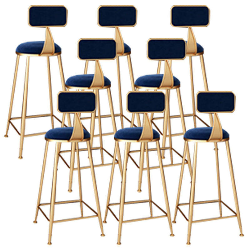 Glam Backrest Armless Counter Stool Iron Dining Room Bar Stool with Cushion and Pedal