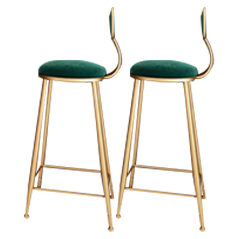 Glam Backrest Armless Counter Stool Iron Dining Room Bar Stool with Cushion and Pedal