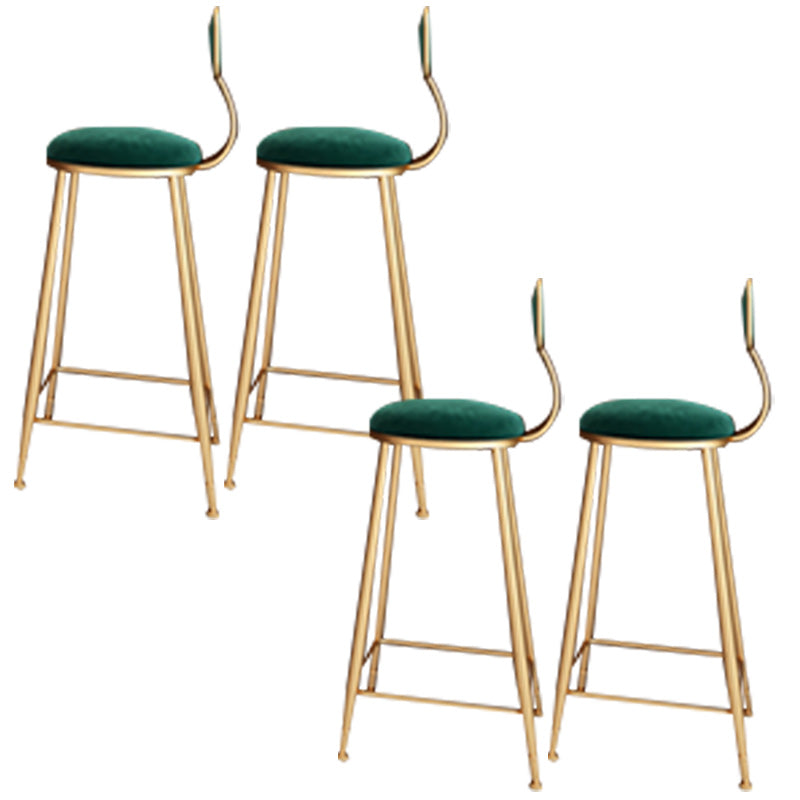 Glam Backrest Armless Counter Stool Iron Dining Room Bar Stool with Cushion and Pedal