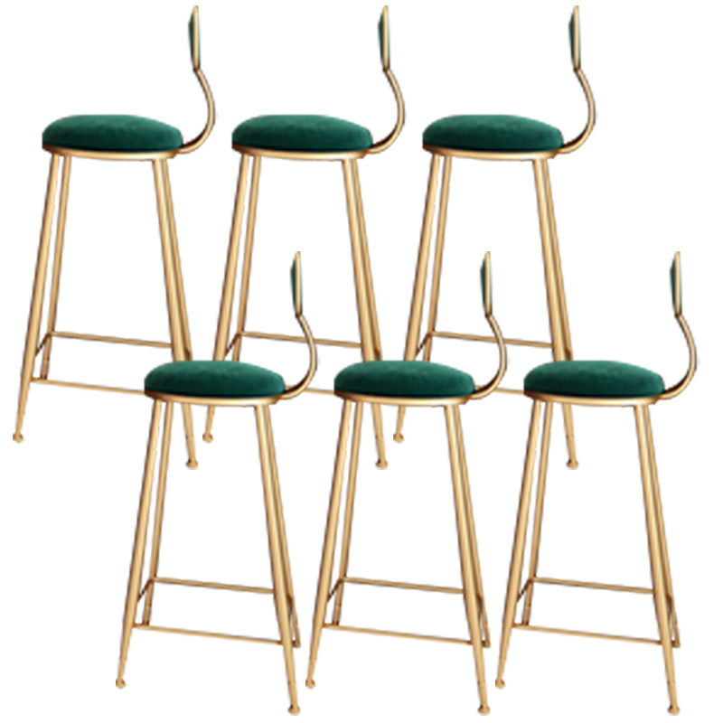 Glam Backrest Armless Counter Stool Iron Dining Room Bar Stool with Cushion and Pedal