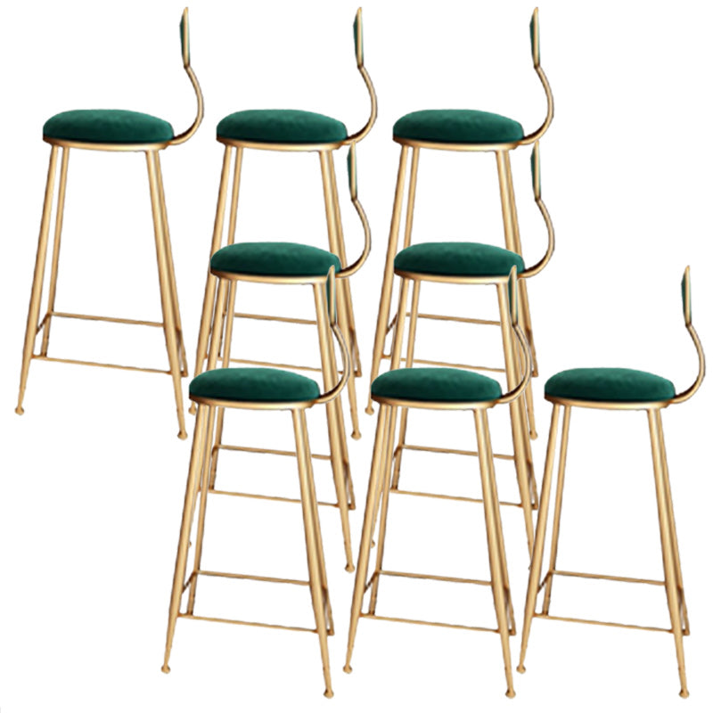 Glam Backrest Armless Counter Stool Iron Dining Room Bar Stool with Cushion and Pedal