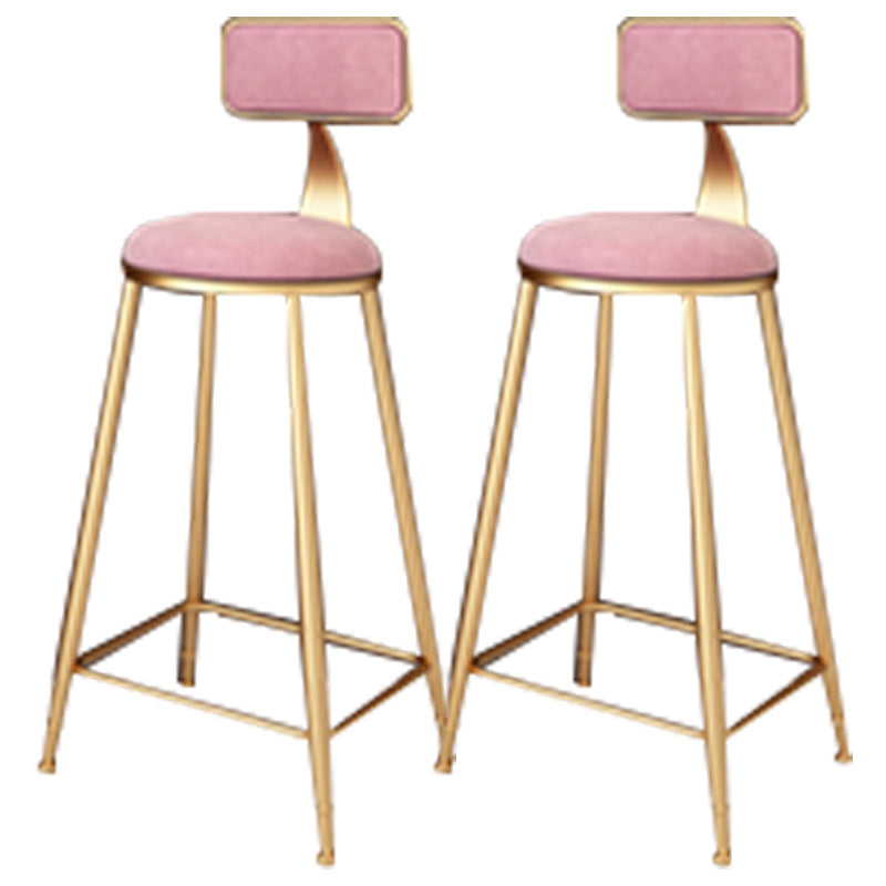 Glam Backrest Armless Counter Stool Iron Dining Room Bar Stool with Cushion and Pedal