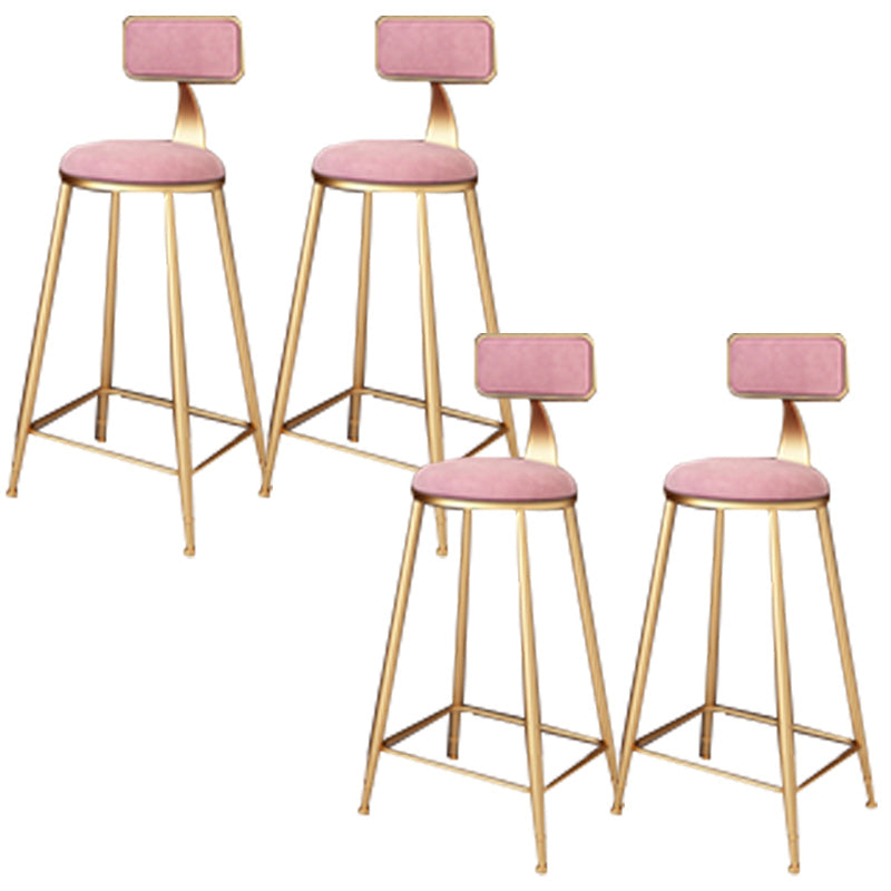 Glam Backrest Armless Counter Stool Iron Dining Room Bar Stool with Cushion and Pedal