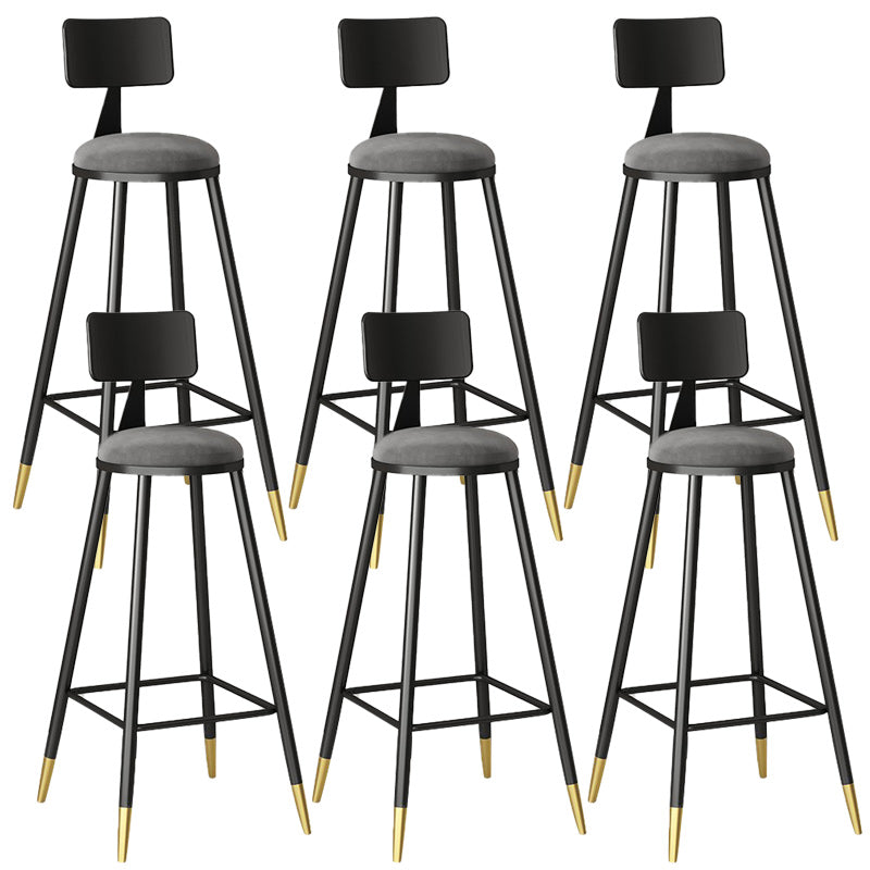 Modern Armless Backrest Counter Stool Steel Barber Shop Bar Stool with Cushion and Pedal