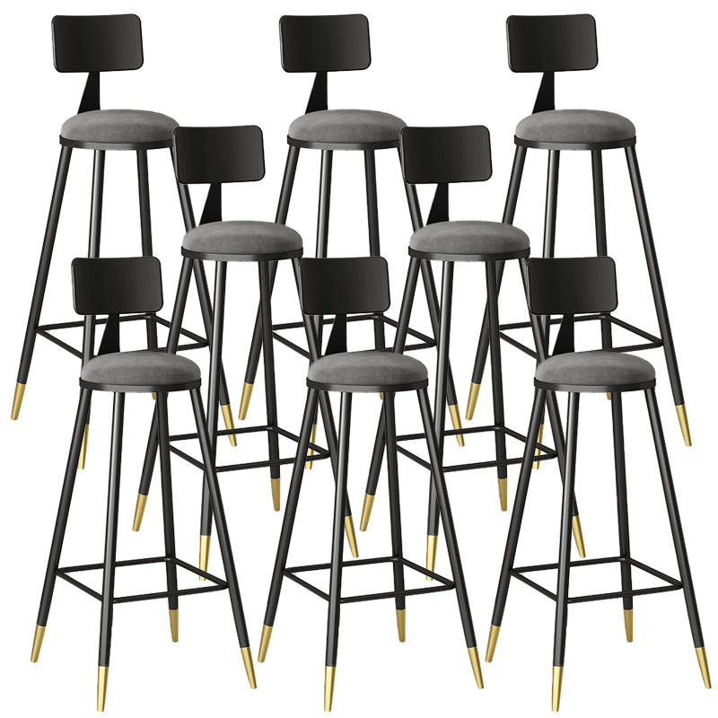 Modern Armless Backrest Counter Stool Steel Barber Shop Bar Stool with Cushion and Pedal