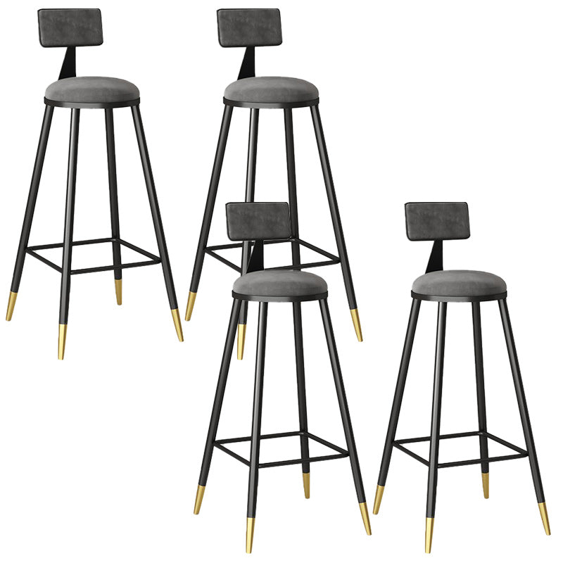 Modern Armless Backrest Counter Stool Steel Barber Shop Bar Stool with Cushion and Pedal