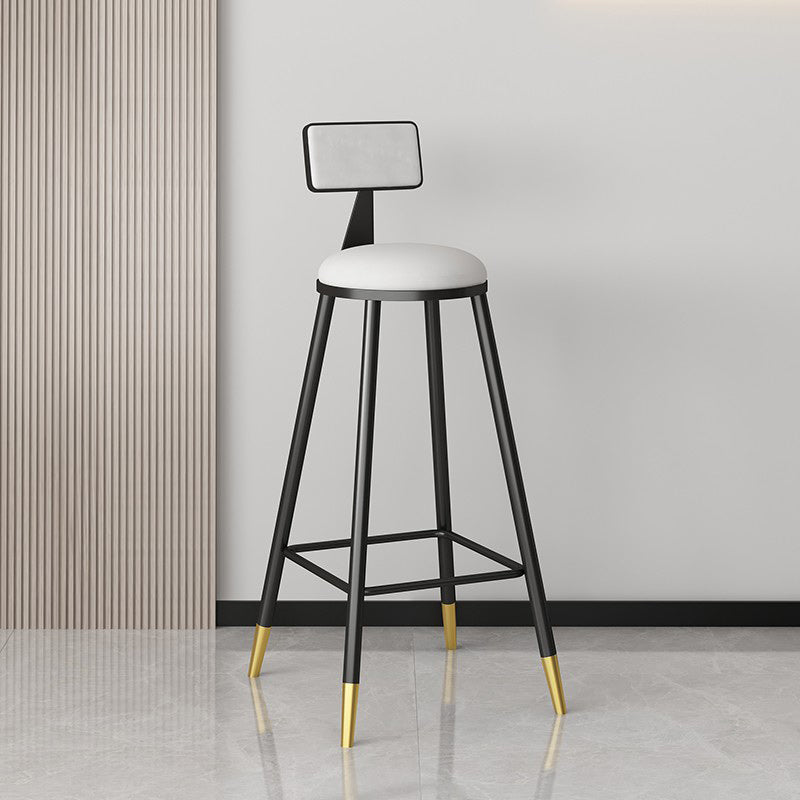 Modern Armless Backrest Counter Stool Steel Barber Shop Bar Stool with Cushion and Pedal