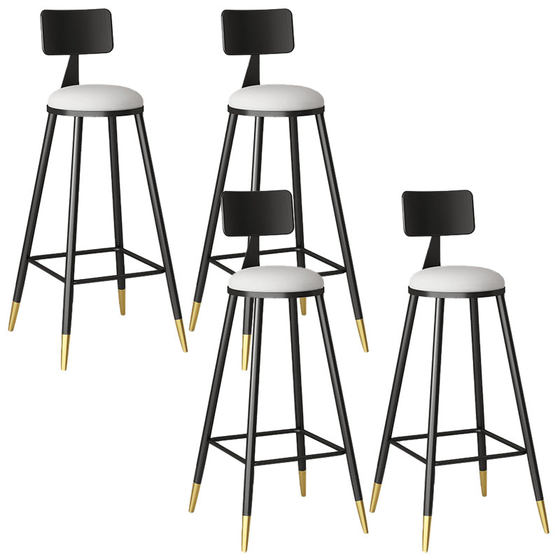 Modern Armless Backrest Counter Stool Steel Barber Shop Bar Stool with Cushion and Pedal