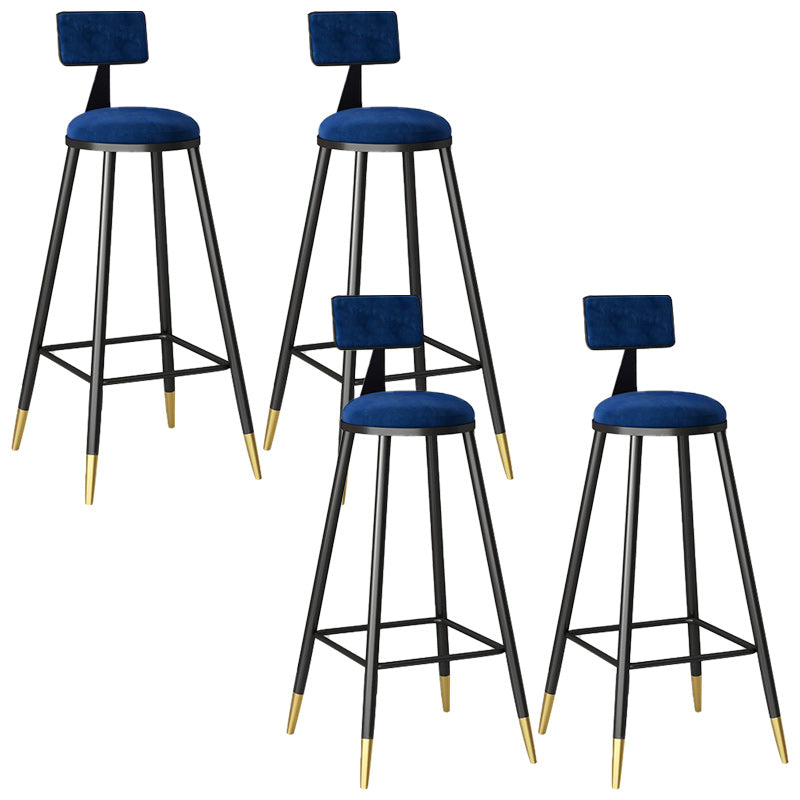 Modern Armless Backrest Counter Stool Steel Barber Shop Bar Stool with Cushion and Pedal