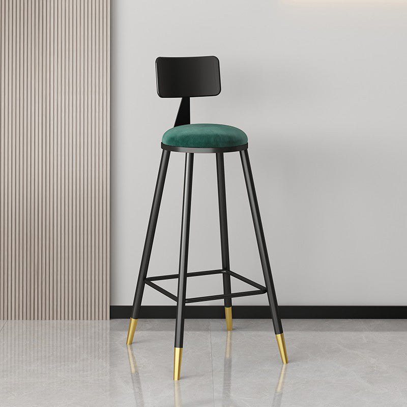 Modern Armless Backrest Counter Stool Steel Barber Shop Bar Stool with Cushion and Pedal
